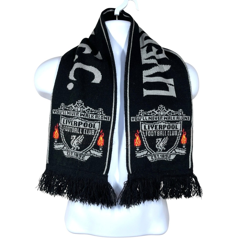 Liverpool Football Club FC Scarf Black Crest Never Walk Alone Official Product
